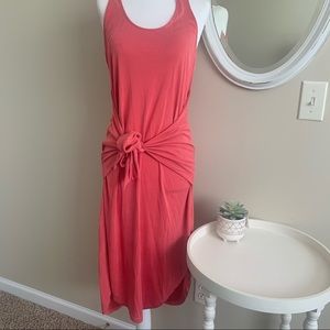Lucky Brand Dusty Rose Bubblegum Pink Wrap Front Tie Tank Dress Size Small
